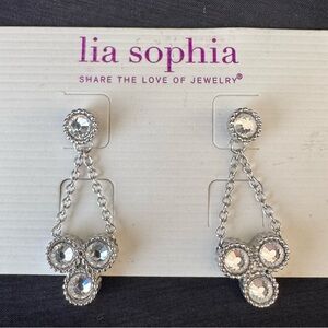 Lia Sophia Silver Triple Crystal Earrings
